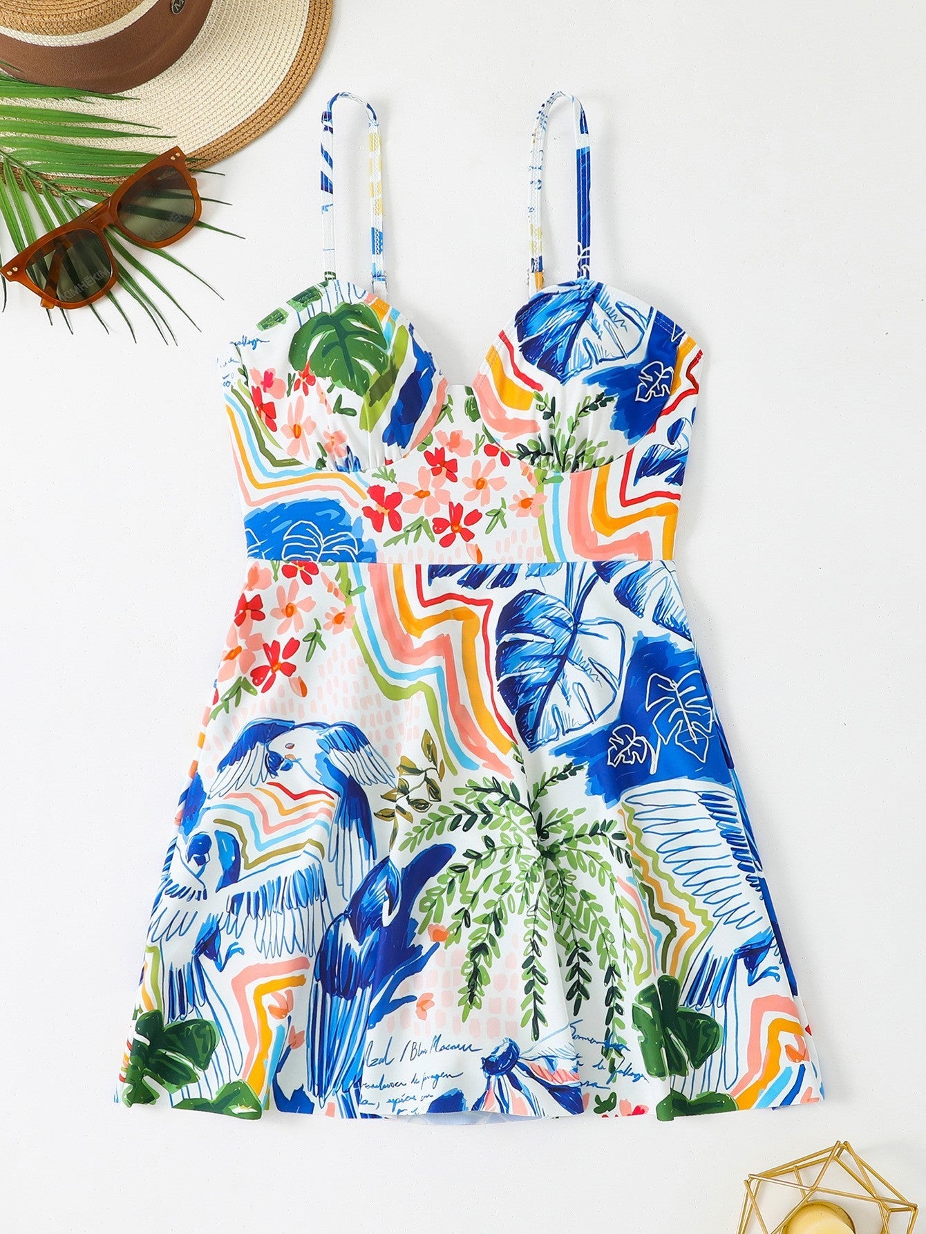 Robe de plage femme motif floral à bretelles spaghetti réglables berg-feldt