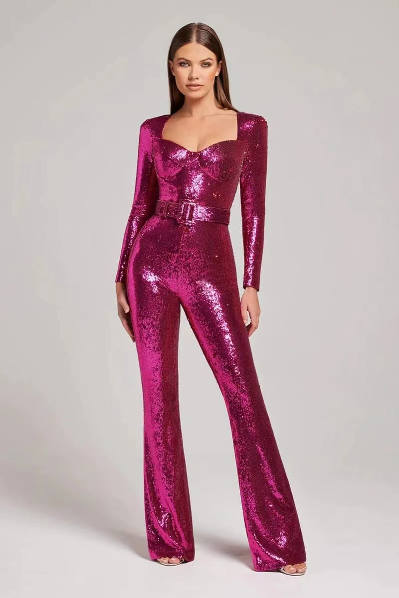 Combinaison Glamour à Paillettes pour Femme avec Taille Cintrée Berg-Feldt