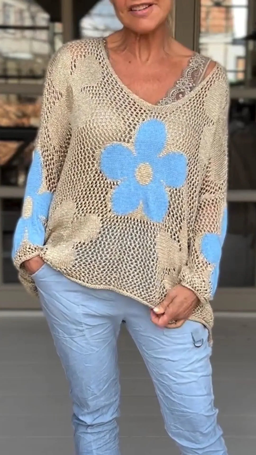 Women's Floral Crochet Sweater berg-feldt