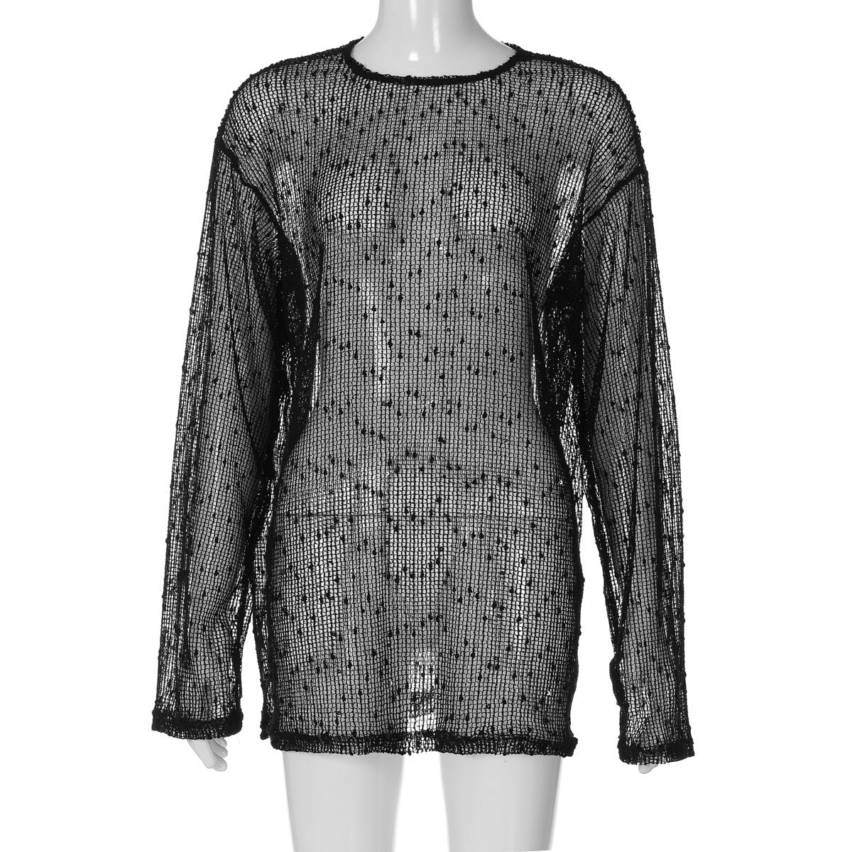 T-shirt décontracté à manches longues pour femme avec motif structuré transparent de berg-feldt