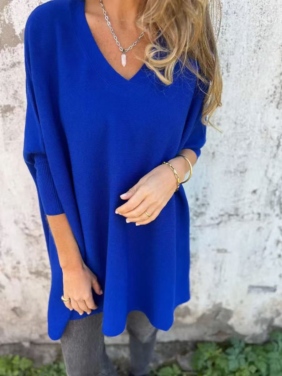 Damen Oversized V-Ausschnitt Pullover im luftigen Design Berg-Feldt