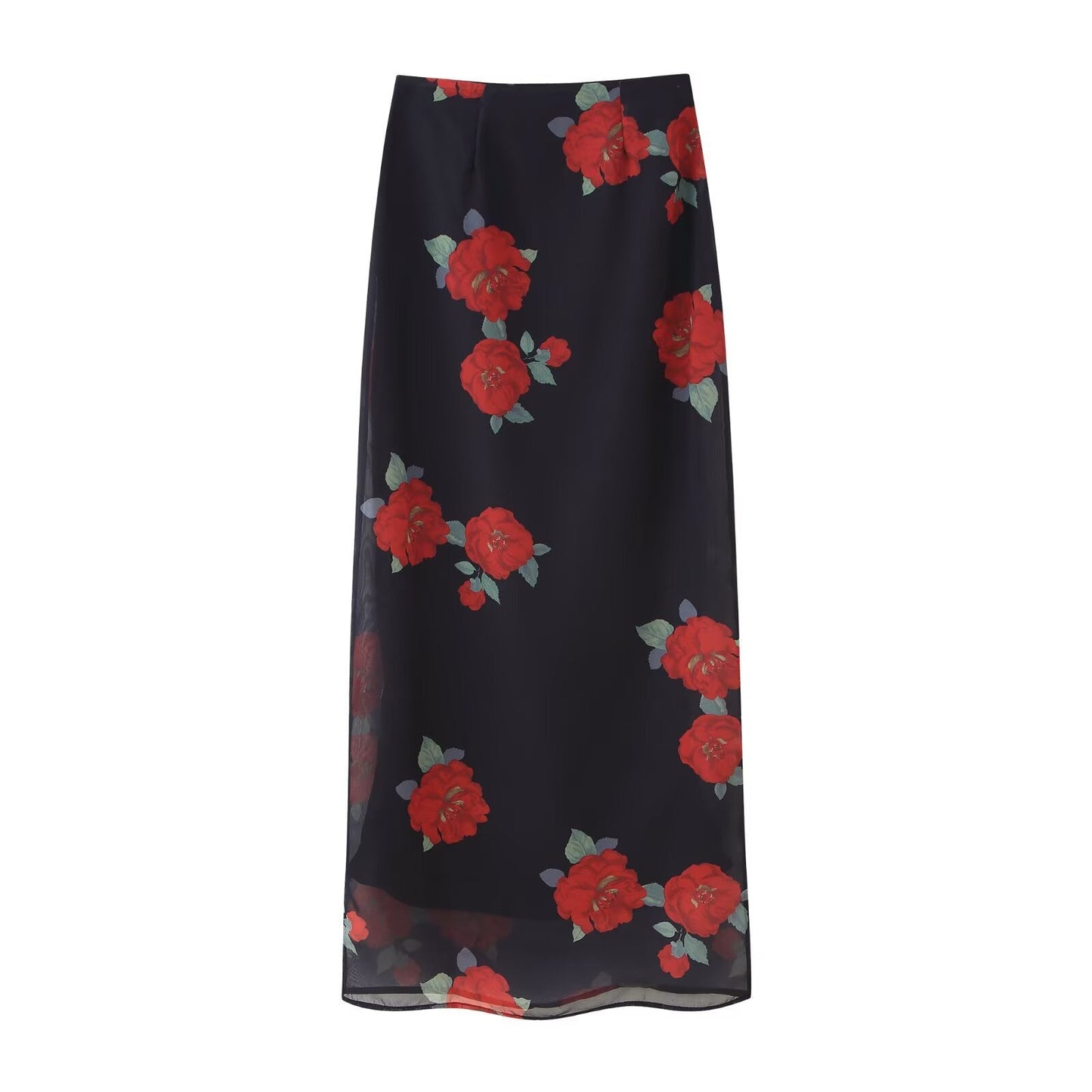 Jupe longue Berg-Feldt pour femme avec motif floral et jupe en voile transparent