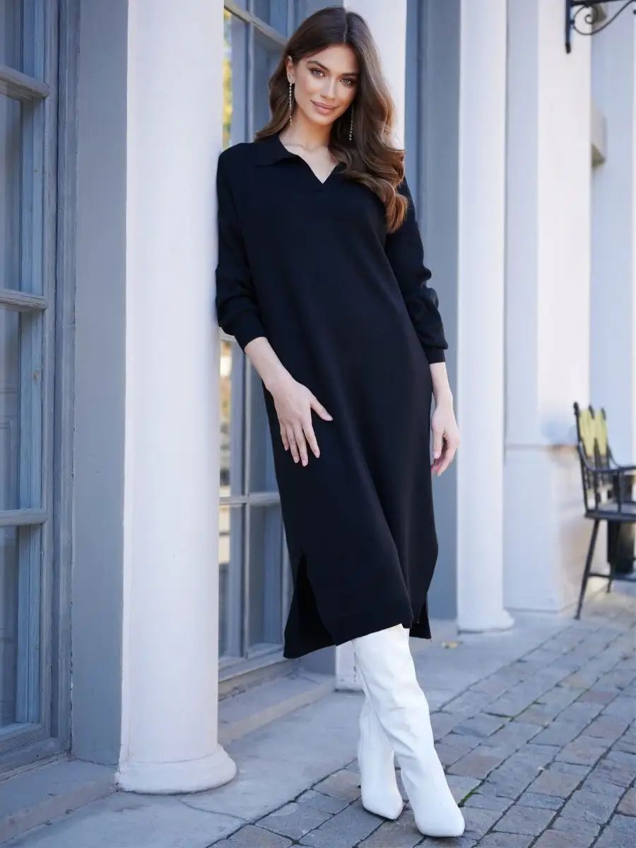 Elegantes Strickkleid für Damen mit klassischem Ausschnitt und raffinierten Ärmelabschlüssen von berg-feldt