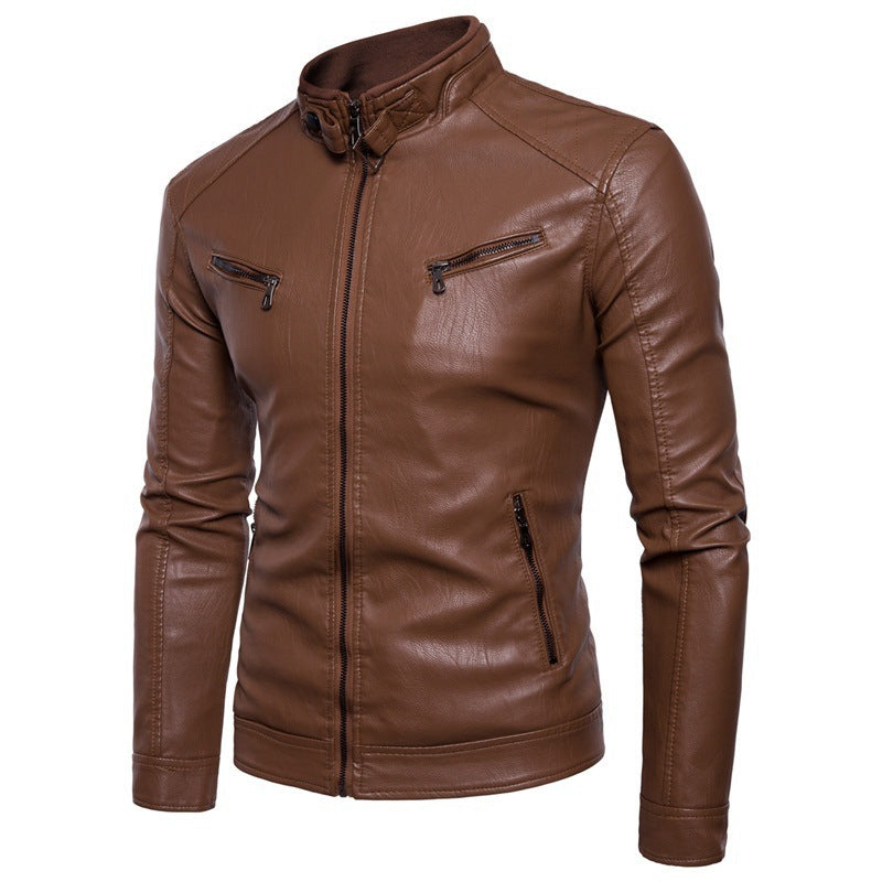 Blouson de moto élégant pour homme en simili cuir avec col montant Berg-Feldt