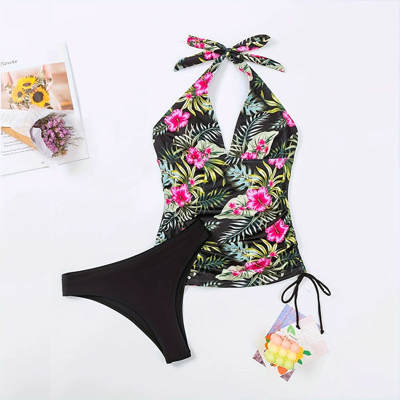 Ensemble tankini Berg-Feldt pour femme : haut floral et bas classique
