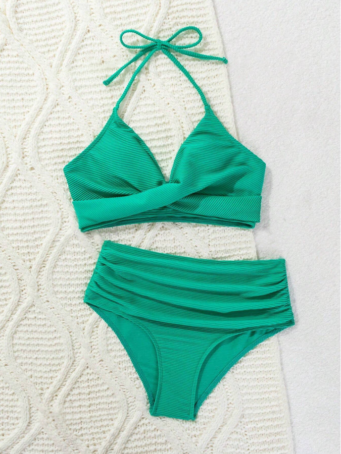 Haut de bikini Berg-Feldt pour femme, coupe haute, modèle cache-cœur, décolleté plongeant en V