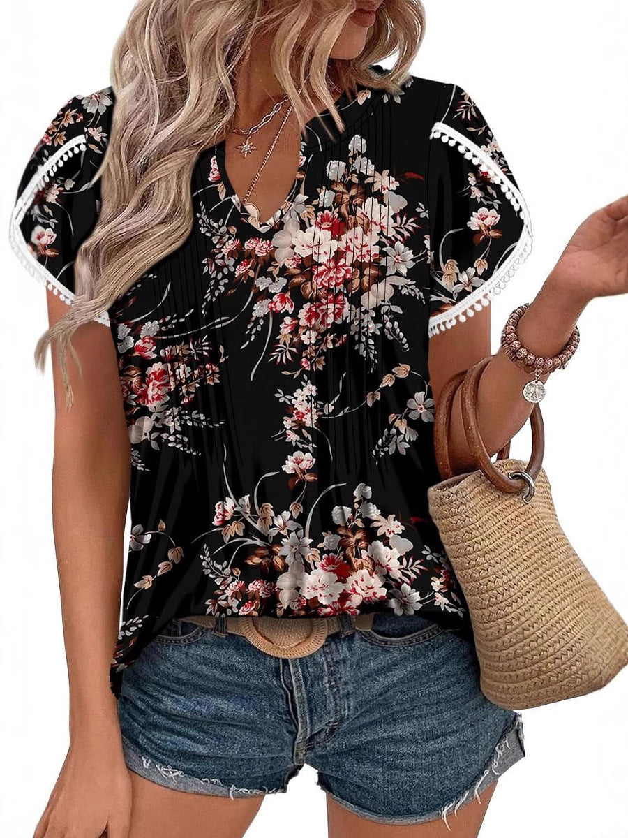 Blouse à imprimé floral et manches à volants par berg-feldt