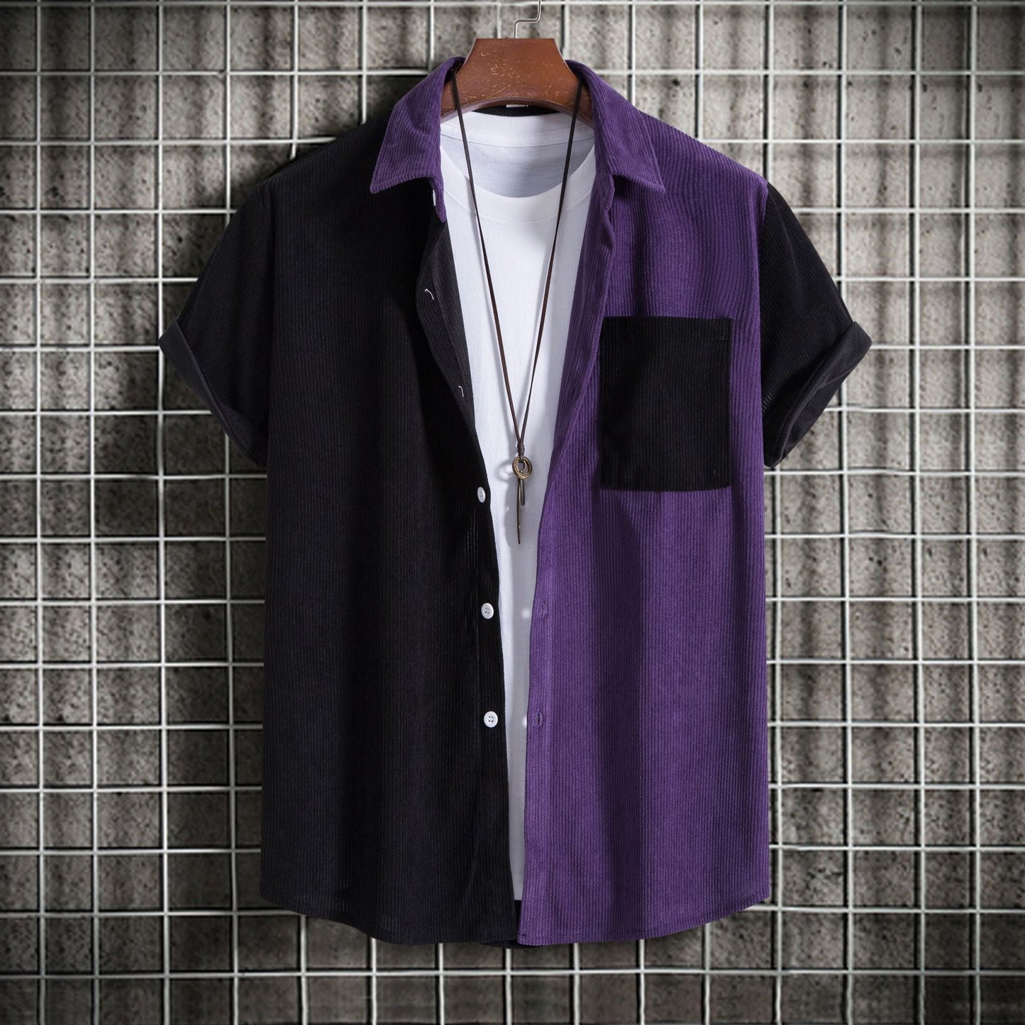 Chemise à manches courtes pour homme avec textures variées et design moderne Berg-Feldt