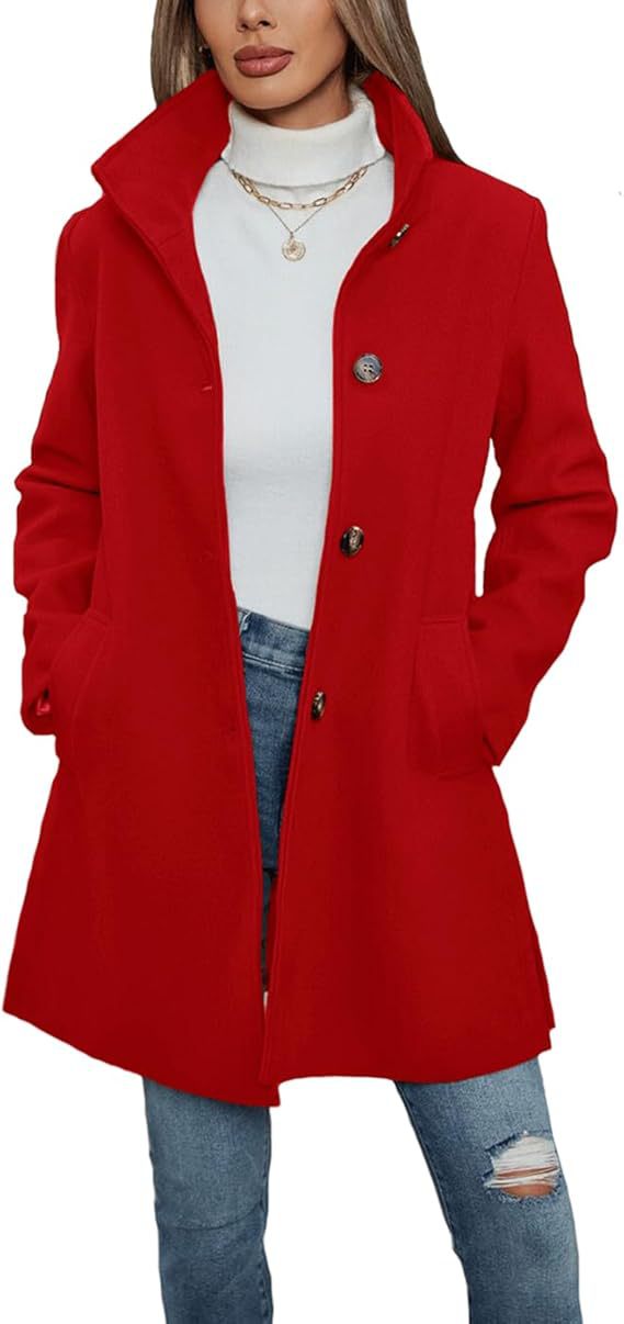 Manteau en laine élégant pour femme avec col montant et poches pratiques Berg-Feldt