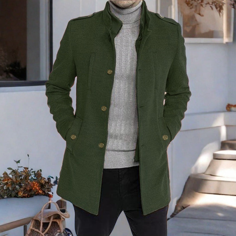 Herren eleganter, mittelschwerer Freizeitmantel mit Stehkragen und seitlichen Taschen Berg-Feldt