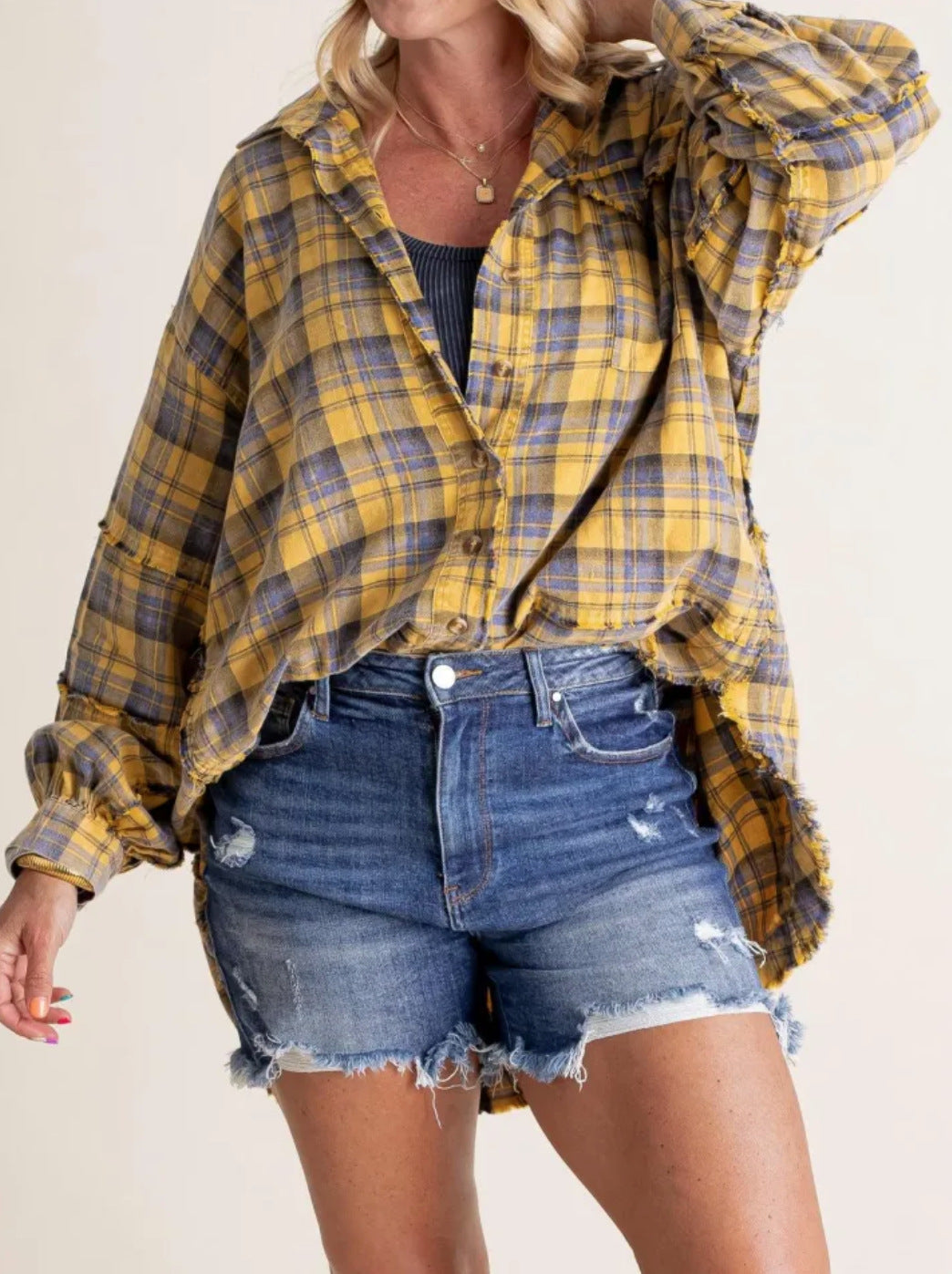 Blouse à carreaux surtaillée coupe décontractée pour femme de berg-feldt