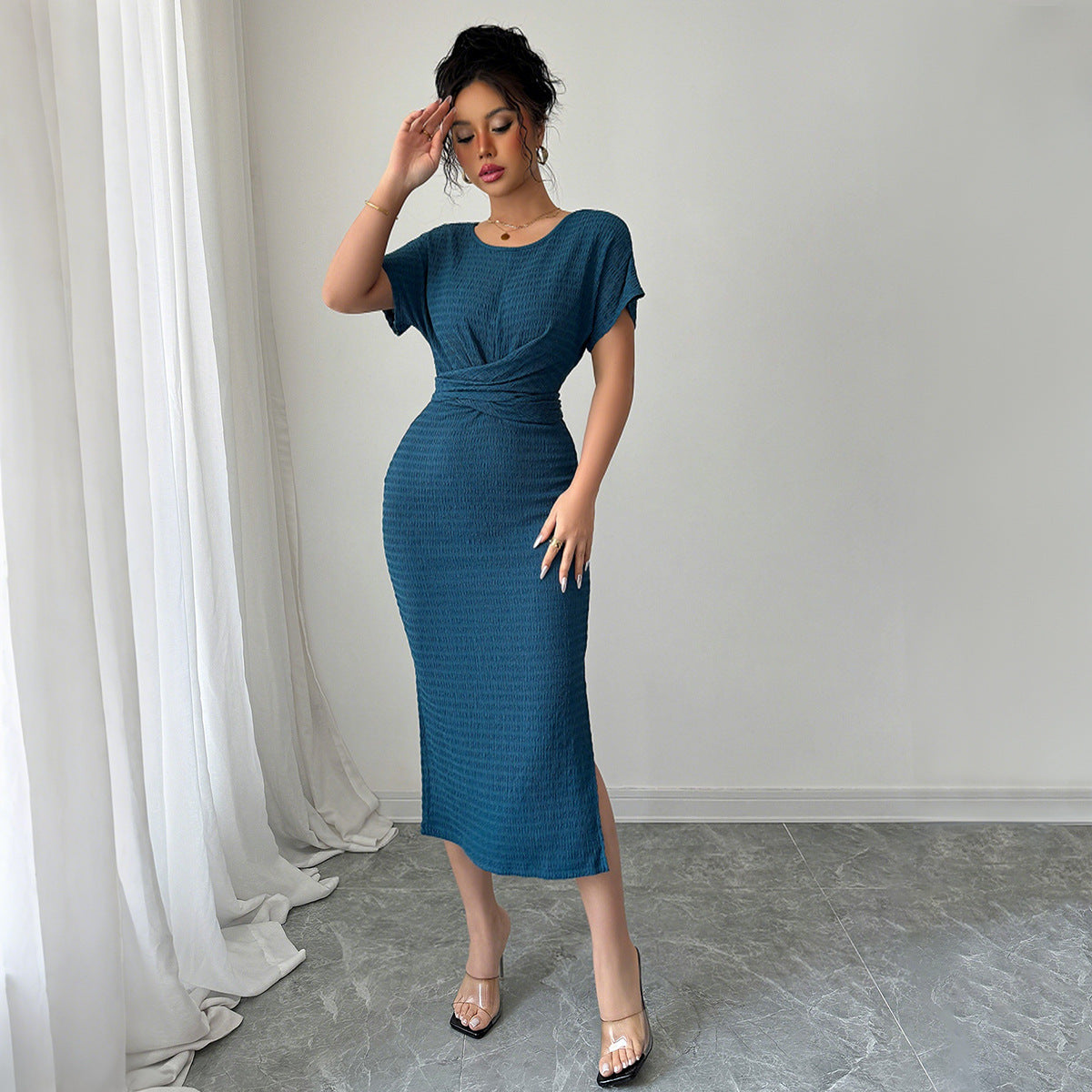 Robe midi portefeuille moulante pour femme berg-feldt
