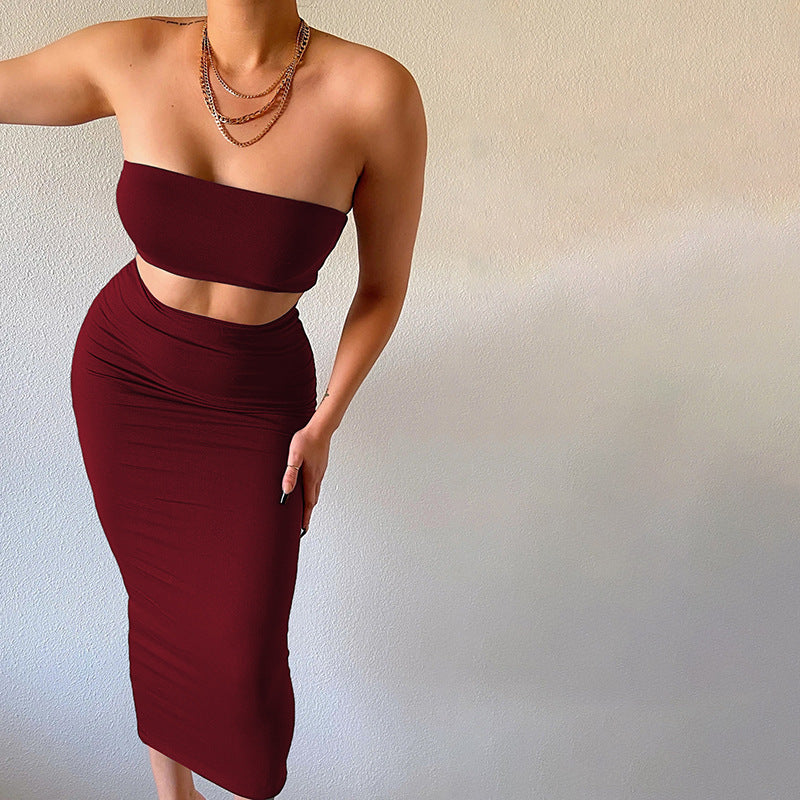 Figurbetontes Damen-Set: Cropped Top und Midi-Rock von berg-feldt
