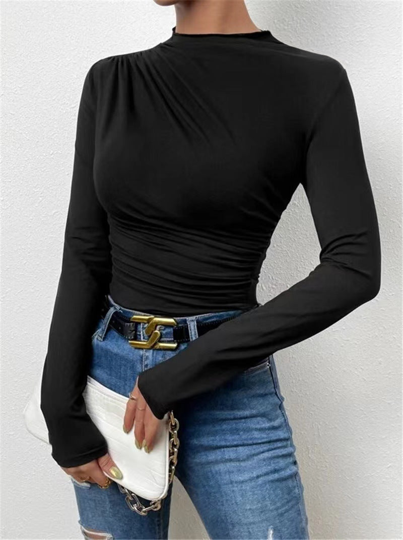 Stylisches Damen-Langarmshirt mit Raffungen und modischem Ausschnitt von berg-feldt