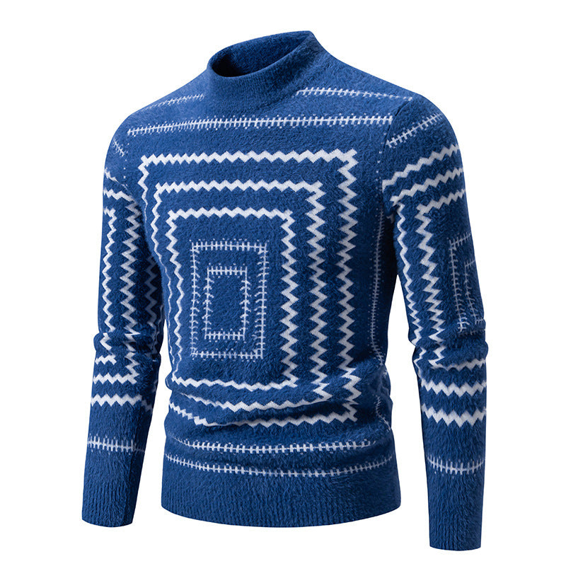 Damen Strickpullover mit geometrischem Muster und hohem Kragen Berg-Feldt