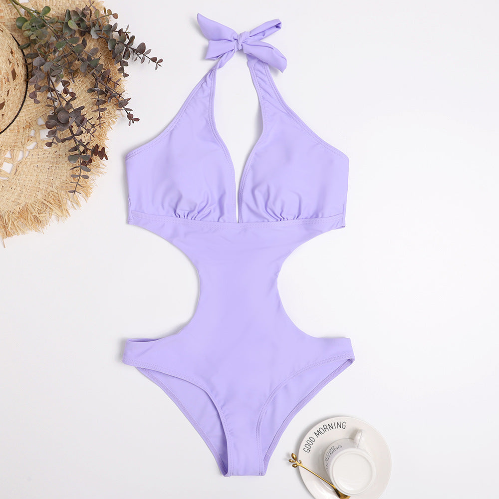Maillot de bain femme Berg-Feldt avec découpes, licou réglable et col en V plongeant