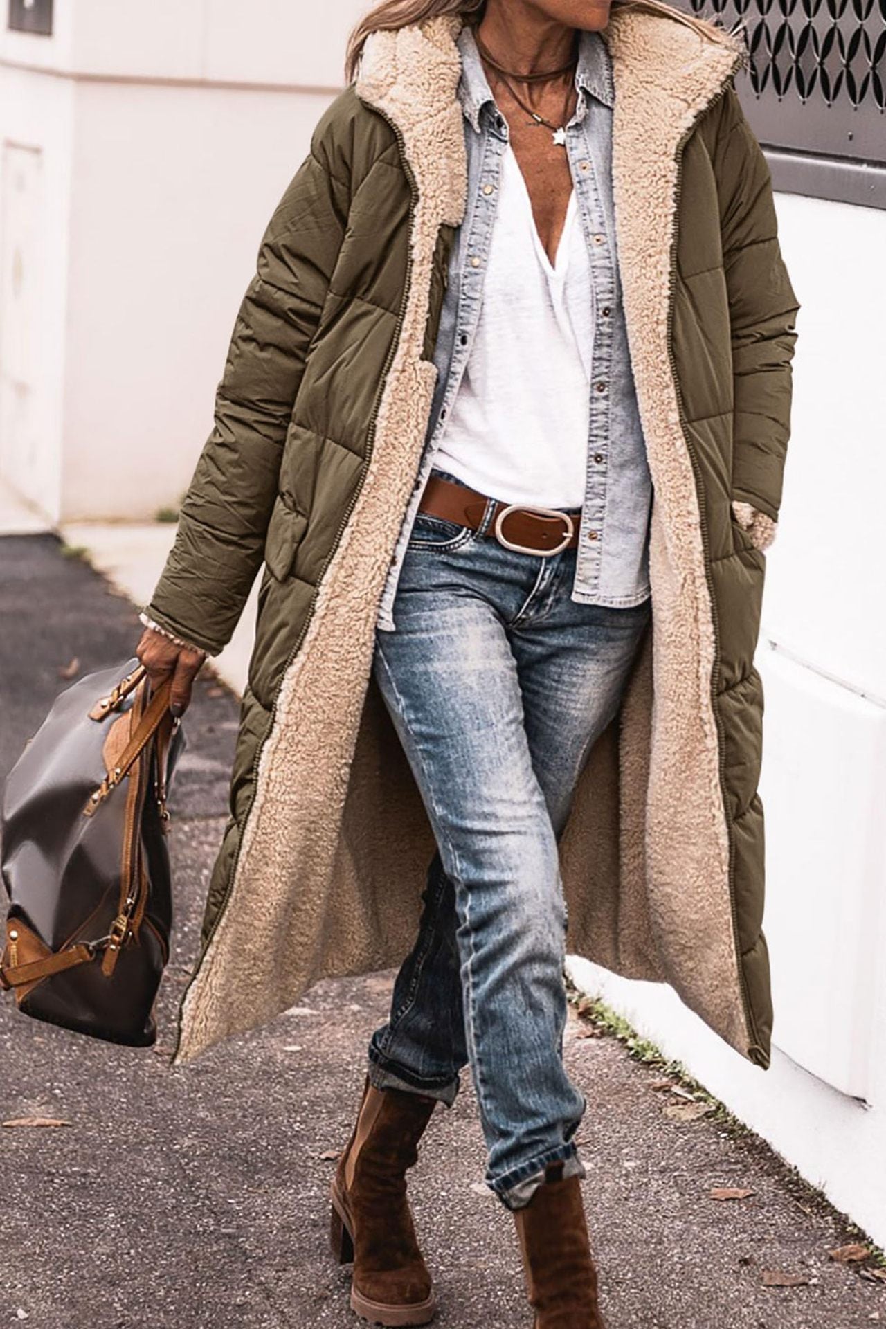 Veste longue matelassée pour femme avec doublure polaire douillette Berg-Feldt