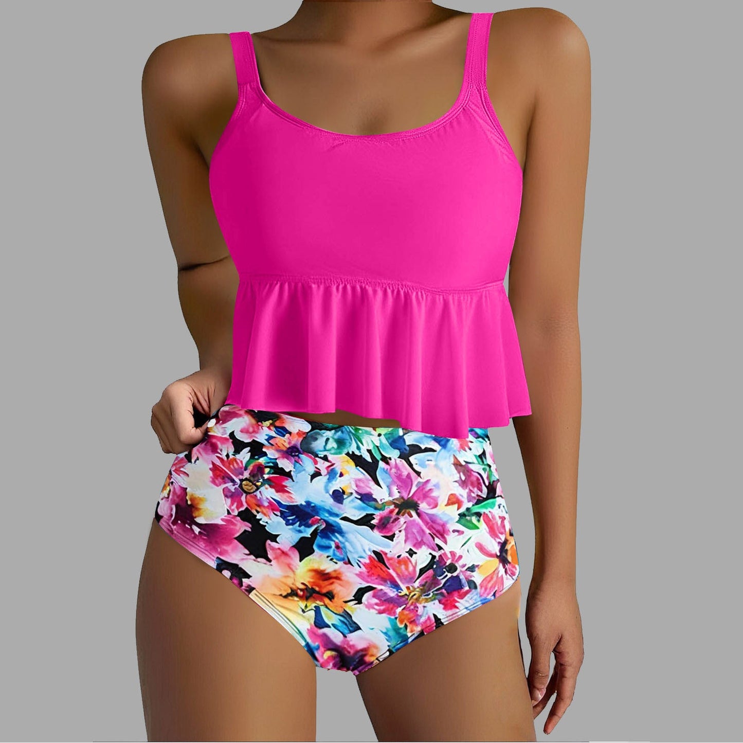 Lässiges Damen Bade-Set mit Rüschensilhouette und hoher Hose von berg-feldt