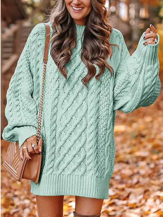 Women's chunky knit sweater with voluminous sleeves and decorative cable pattern Berg-Feldt