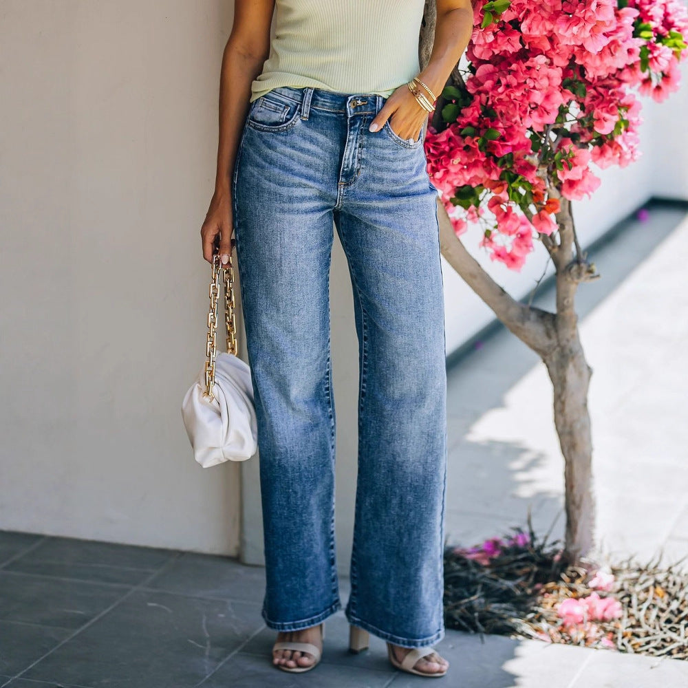 Jeans taille haute coupe large décontractée pour femme Berg-Feldt