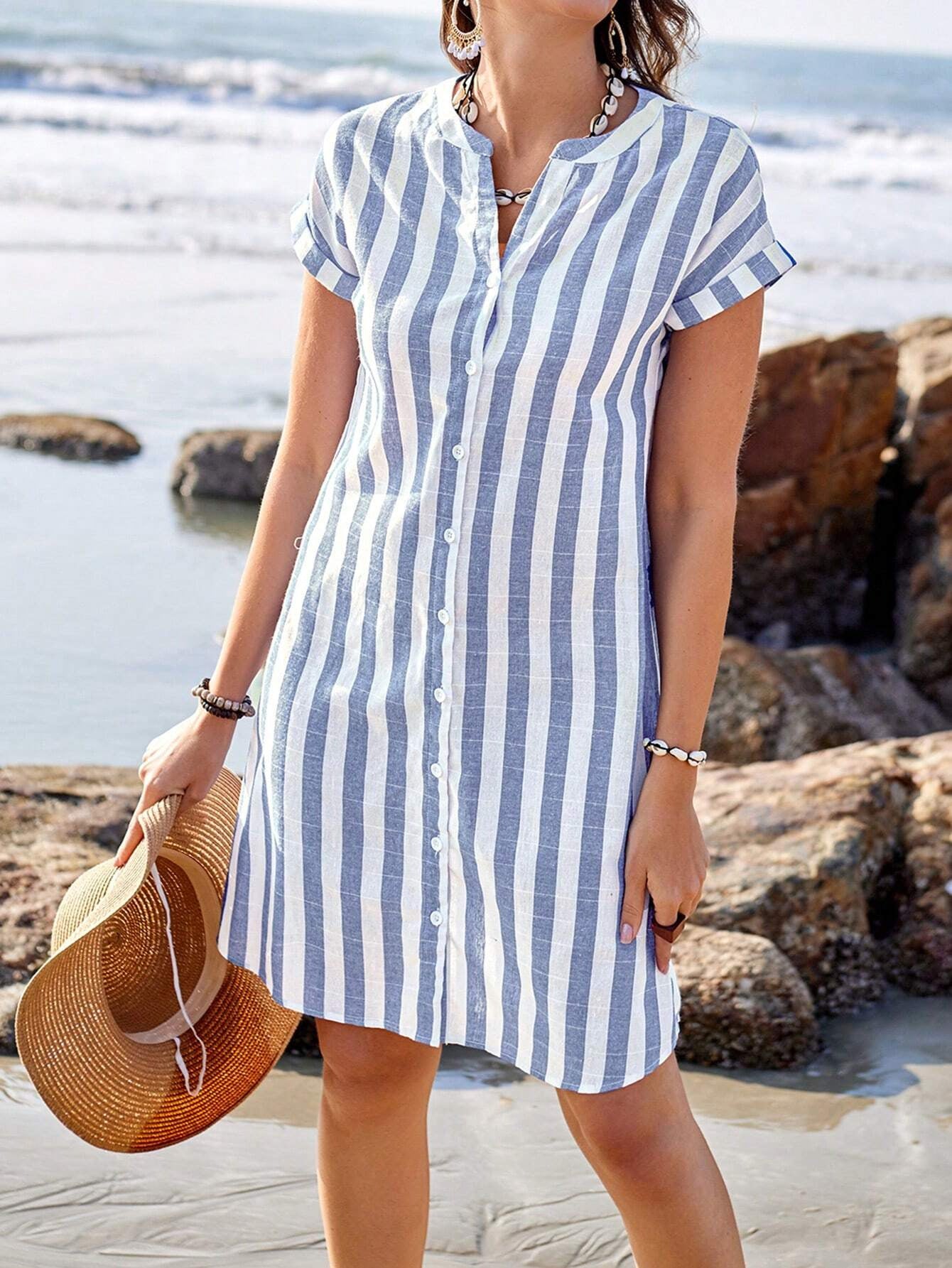 Robe chemise rayée pour femme par berg-feldt