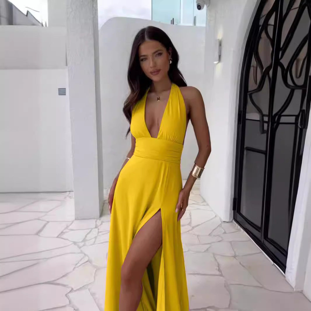 Robe longue pour femme avec décolleté en V profond et fente élégante Berg-Feldt