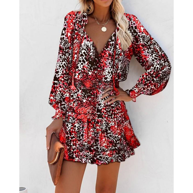 Berg-Feldt Robe courte à volants pour femme et à manches courtes