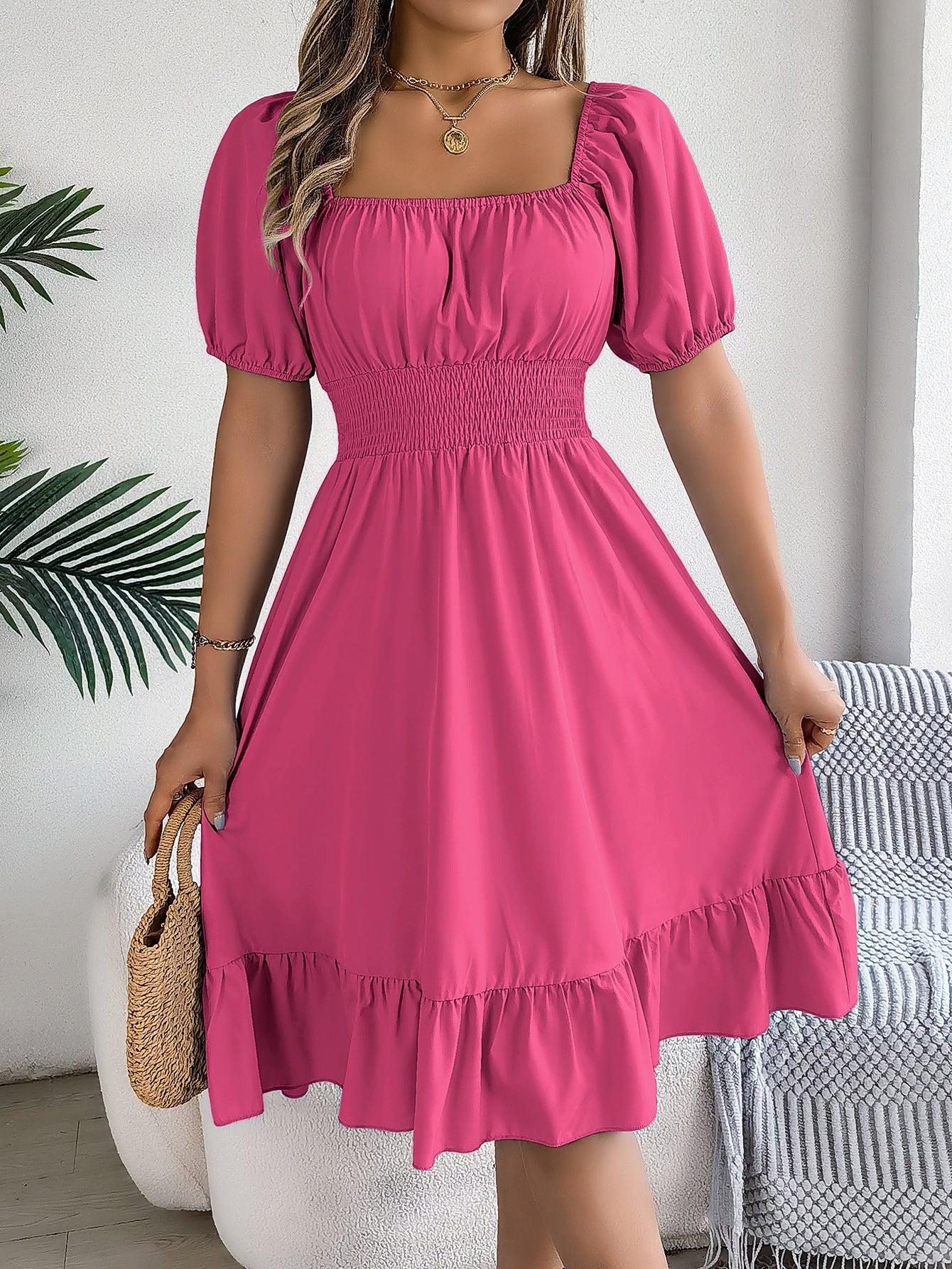 Robe d'été légère pour femme avec manches bouffantes et jupe évasée de berg-feldt