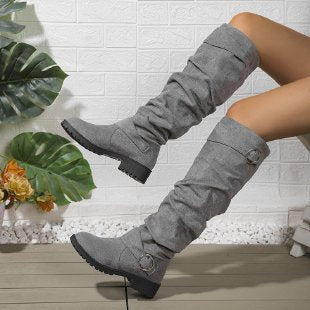 Bottes cuissardes en daim souple pour femme avec détail de boucle décoratif Berg-Feldt