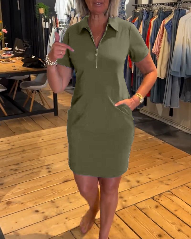 Modernes Damen Freizeitkleid mit Reißverschluss und Seitentaschen von berg-feldt