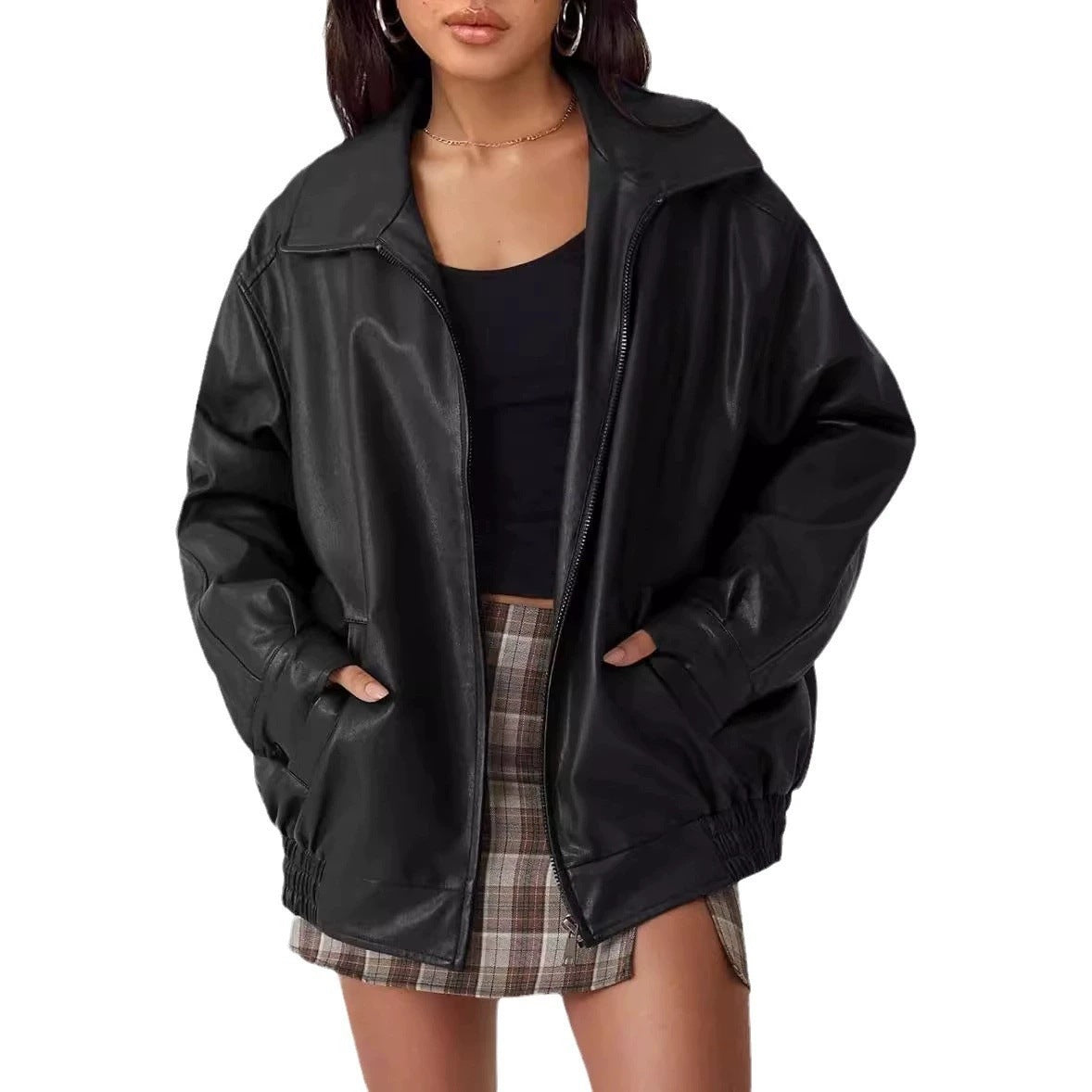 Veste Berg-Feldt pour femmes en similicuir, coupe ample et tendance