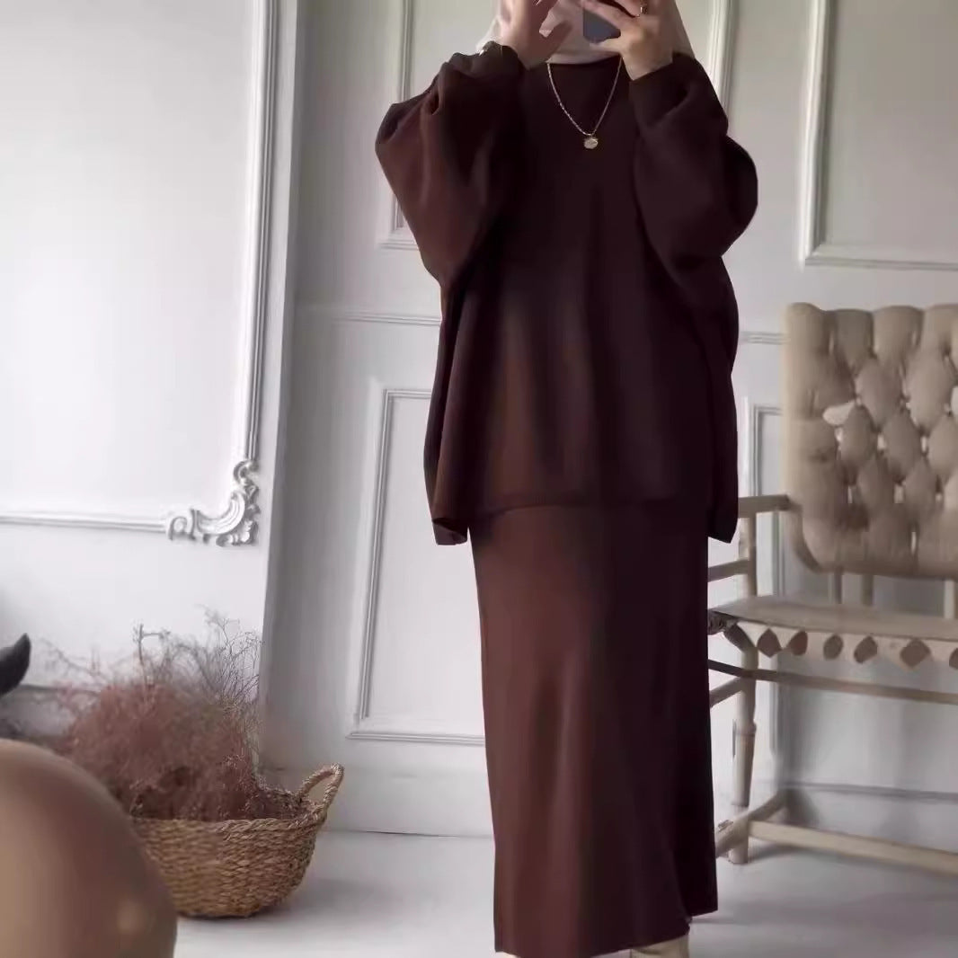 Ensemble tricoté décontracté pour femme avec haut ample et jupe ajustée Berg-Feldt