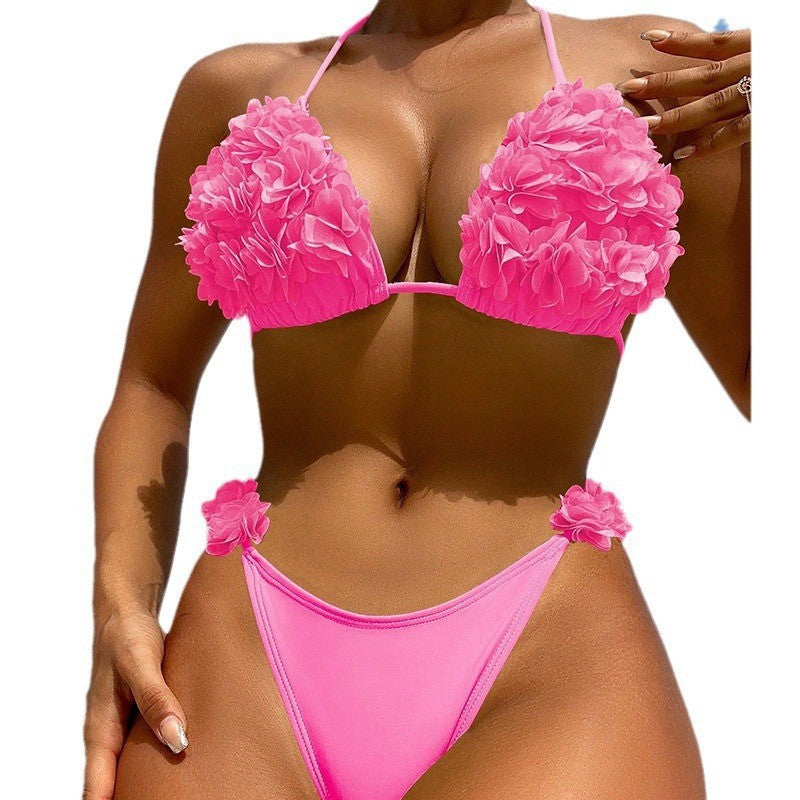 Haut de maillot de bain triangulaire élégant pour femme avec applications florales et slip échancré (berg-feldt)