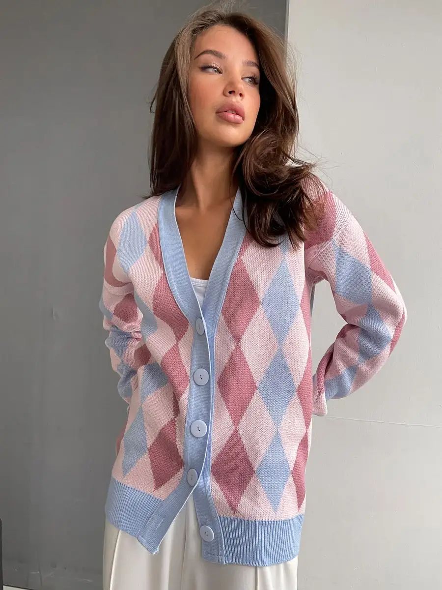 Gilet femme Berg-Feldt boutonné à motif losanges