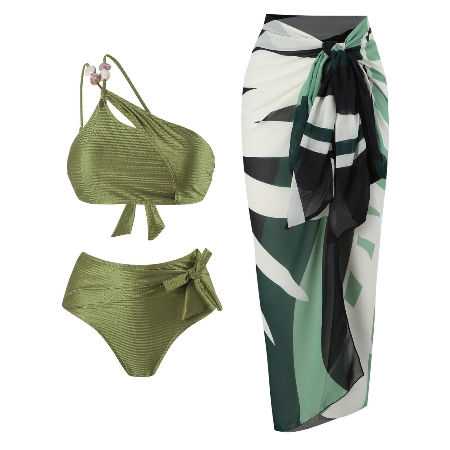 Eleganter Damen Bikini mit Wickelrock und asymmetrischem Oberteil von berg-feldt