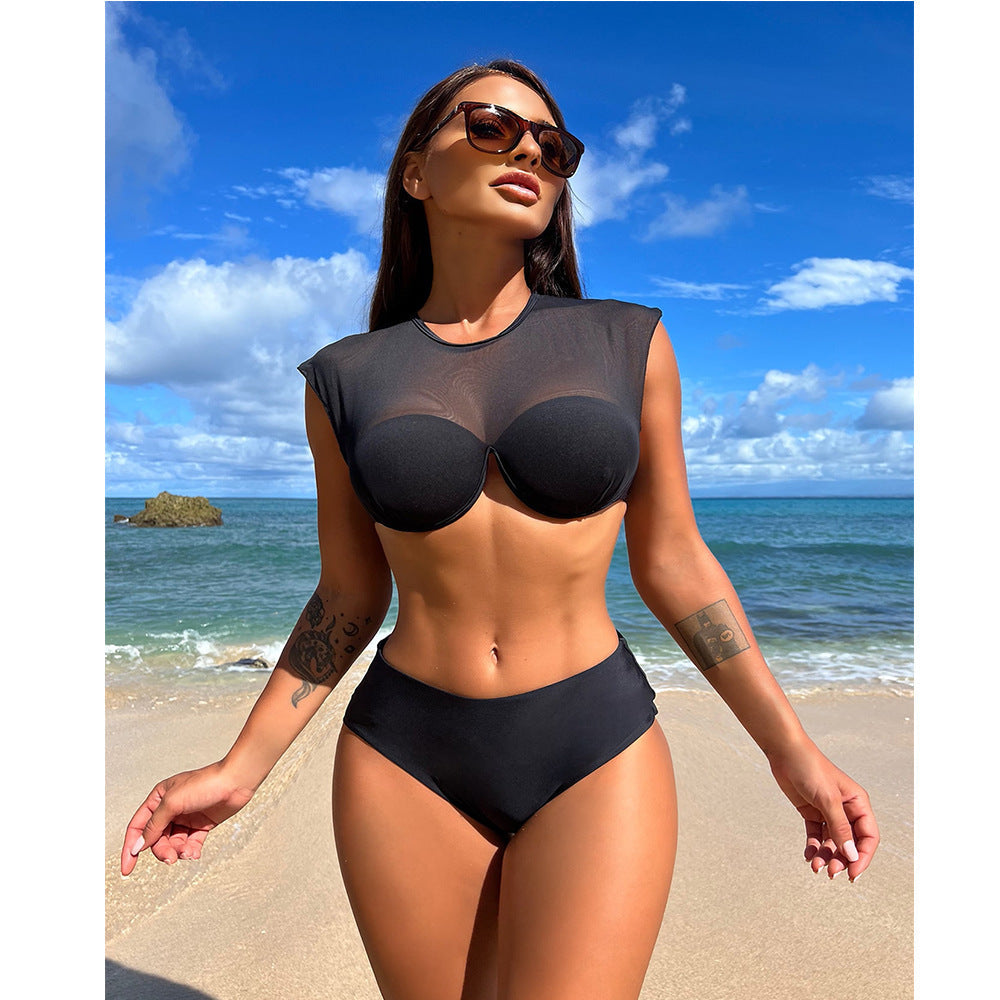 Maillot de bain deux pièces moderne pour femme avec haut en maille et taille haute de berg-feldt