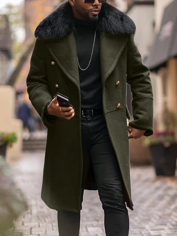 Elegant long men's coat with luxurious fur collar Berg-Feldt