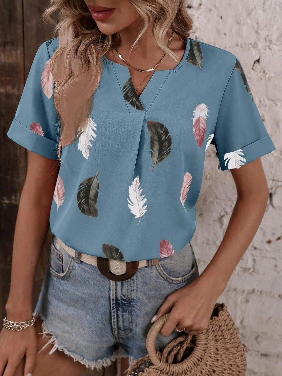 Chemise légère pour femme avec un design chic à feuilles et une coupe décontractée de berg-feldt