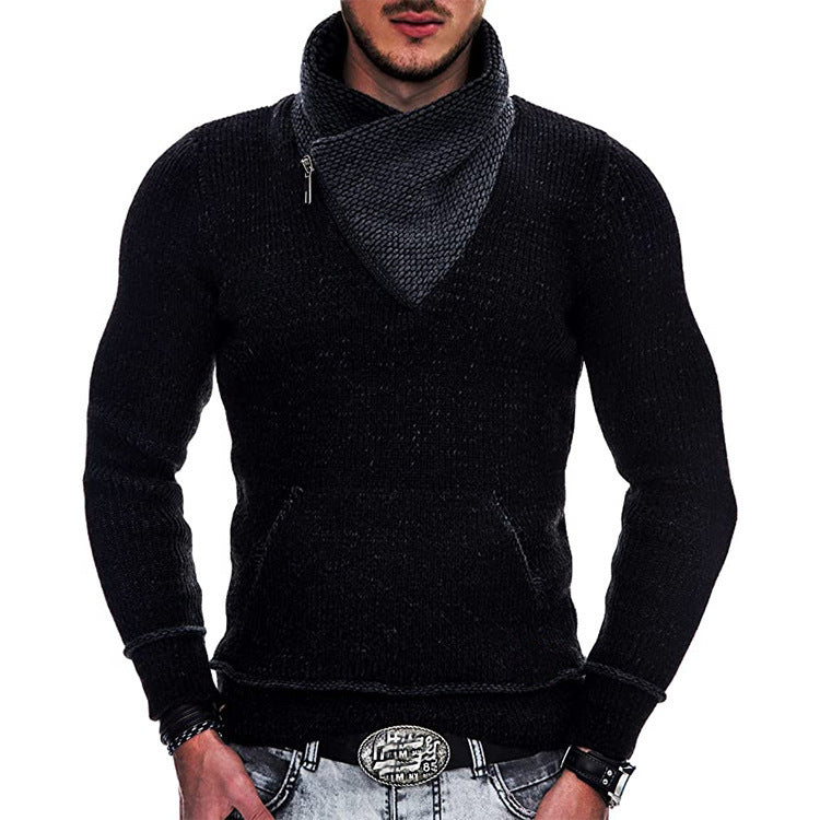 Herren modischer Pullover mit breitem Kragen und innovativer Zip-Detail Berg-Feldt