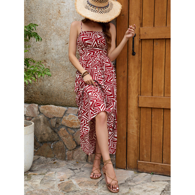 Robe femme Berg-Feldt à motif géométrique, longueur midi, ourlet asymétrique