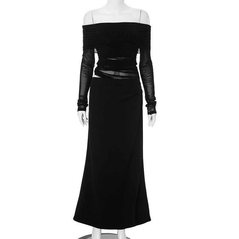 Robe longue élégante pour femme avec fronces et décolleté épaules dénudées de berg-feldt