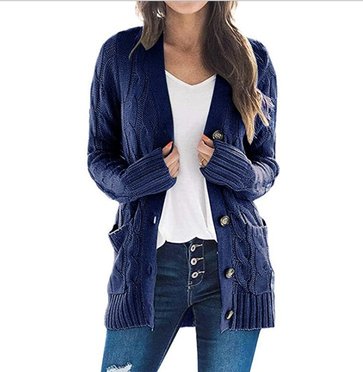 Cardigan en tricot pour femme avec motifs torsadés et grands boutons Berg-Feldt