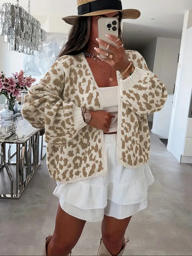 Cardigan en maille décontracté pour femme avec motif léopard élégant Berg-Feldt