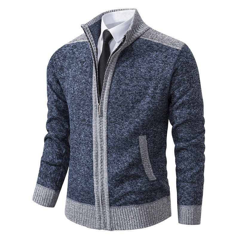 Herren gesteppte Strickjacke mit hohem Kragen und praktischen Taschen Berg-Feldt