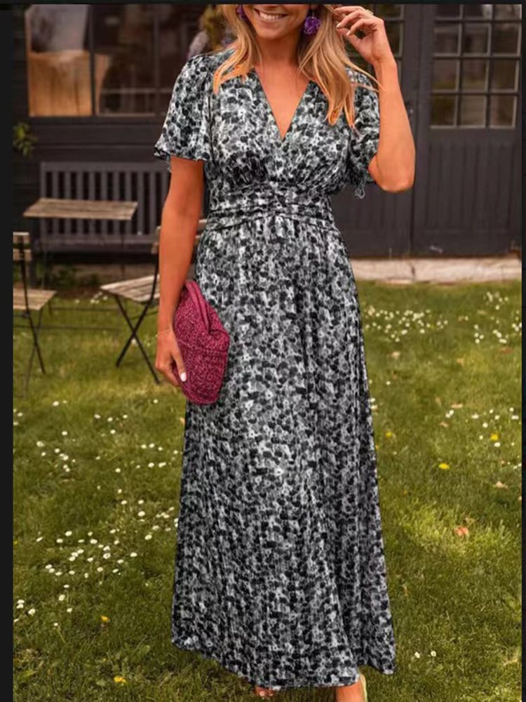 Elegantes Maxikleid mit V-Ausschnitt und Puffärmeln von berg-feldt