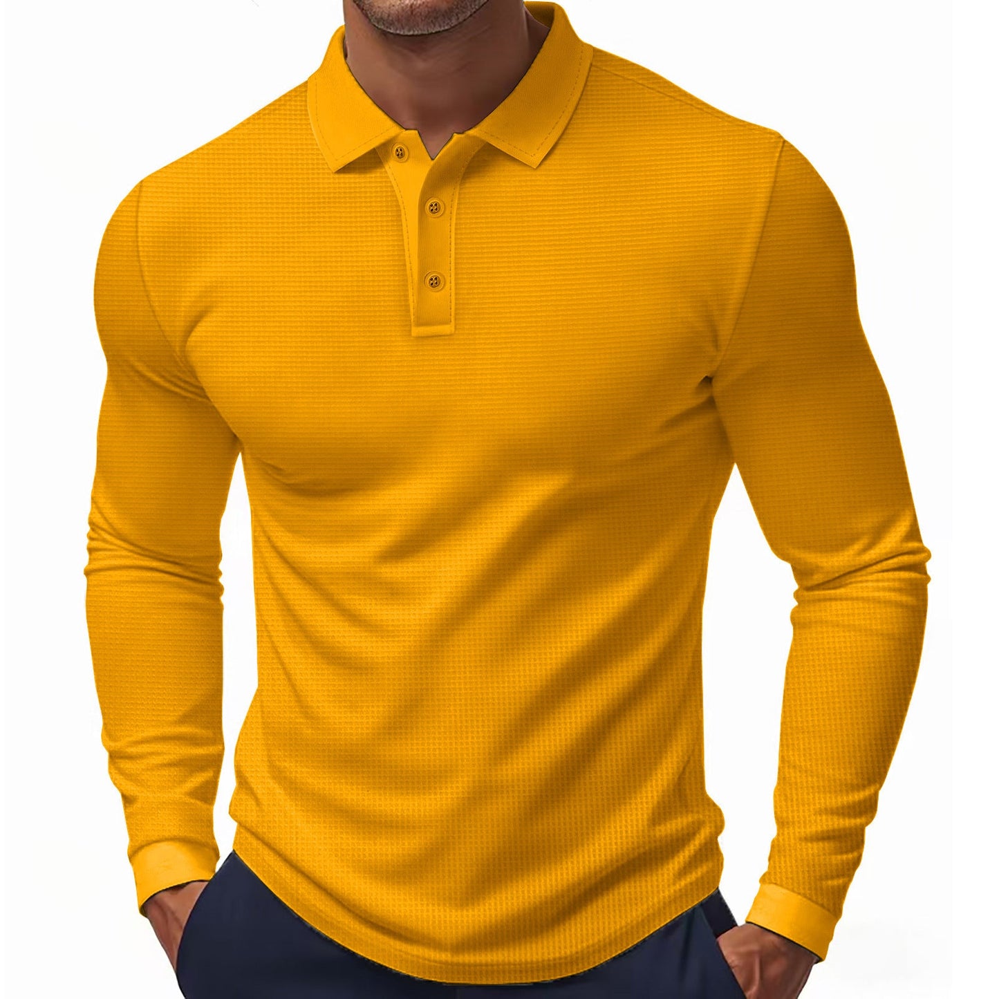 Herren Langarm-Polohemd im strukturierten Design mit modernem Schnitt Berg-Feldt