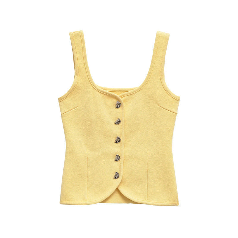 Women's Fitted Square Neck Button-Up Crop Top berg-feldt