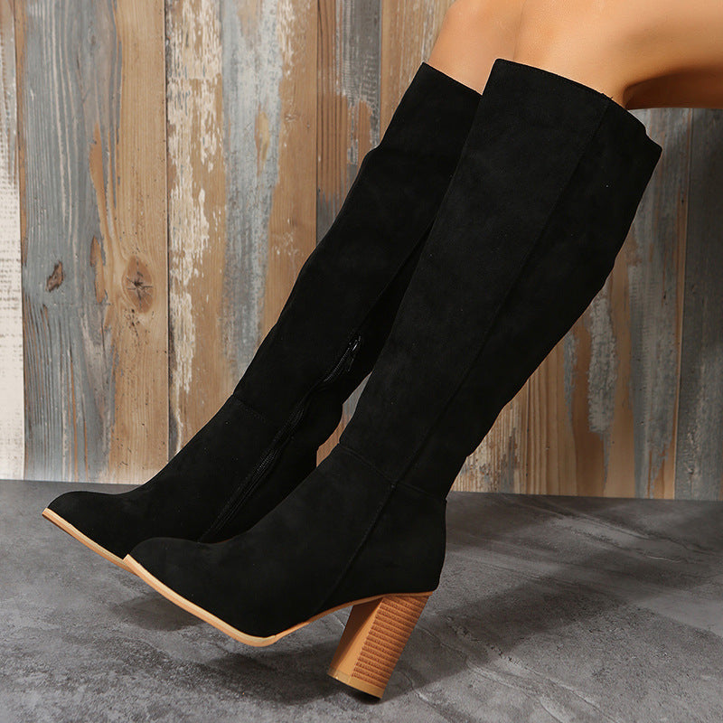 Damen Modische Overknee-Stiefel mit elegantem Blockabsatz und rutschfester Sohle Berg-Feldt