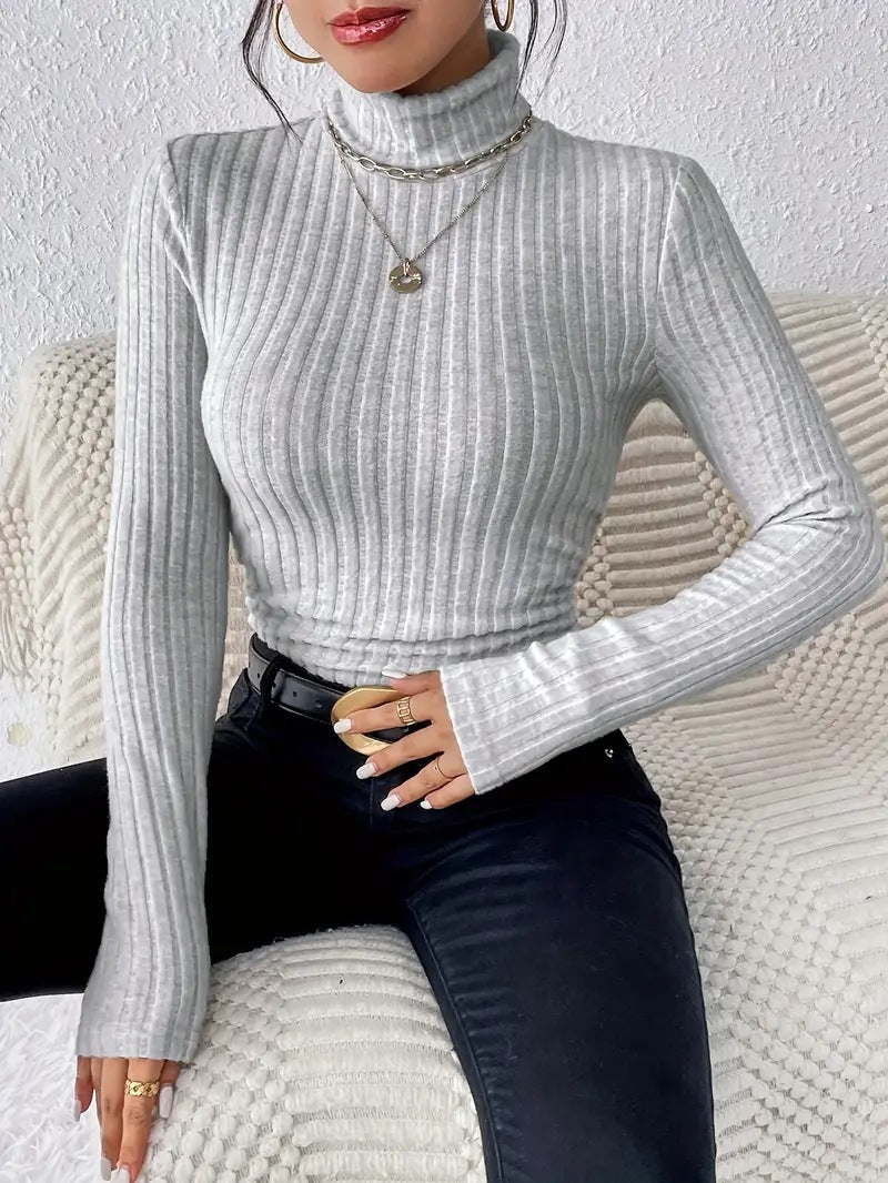 Pull à col roulé et manches longues en maille fine côtelée Berg-Feldt pour femme