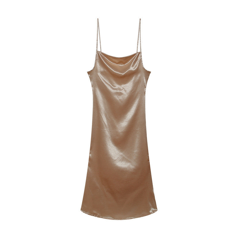 Robe nuisette en soie à fines bretelles pour femme Berg-feld